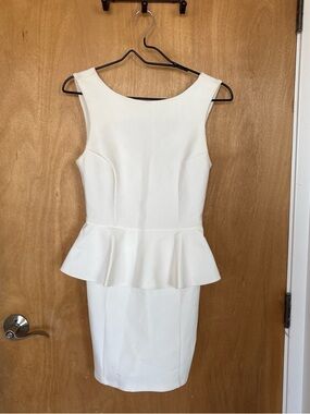 Topshop White Peplum Midi Dress